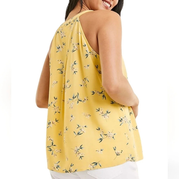 NWT Reitmans Yellow Floral Button Front Halter Blouse Woman's XXL - Picture 2 of 9